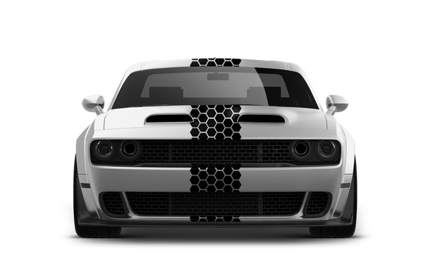 Center honeycomb stripes graphics decal for Dodge Challenger