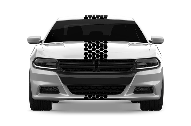 Center honeycomb racing stripes decals graphics compatible with Dodge Charger
