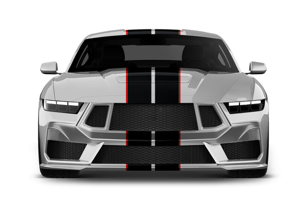 Dual rally with pinstriping graphics decals for Ford Mustang