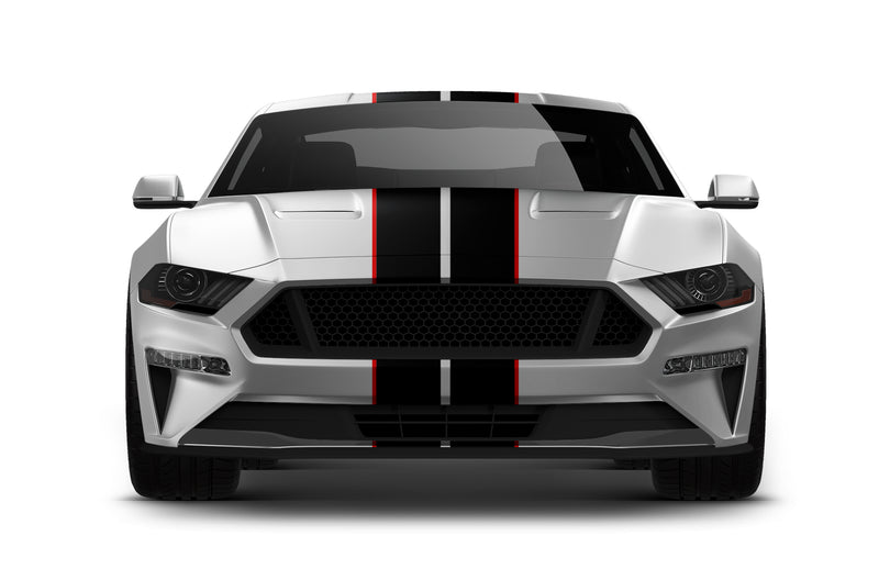 Dual rally with pinstriping graphics decals for Ford Mustang 2018-2023