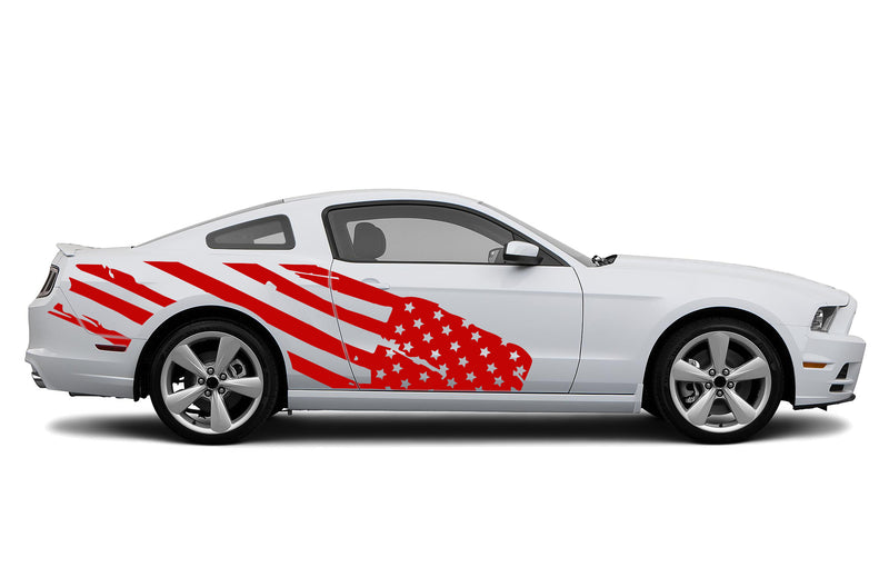 Flag USA side graphics stickers decals for Ford Mustang 2010-2014