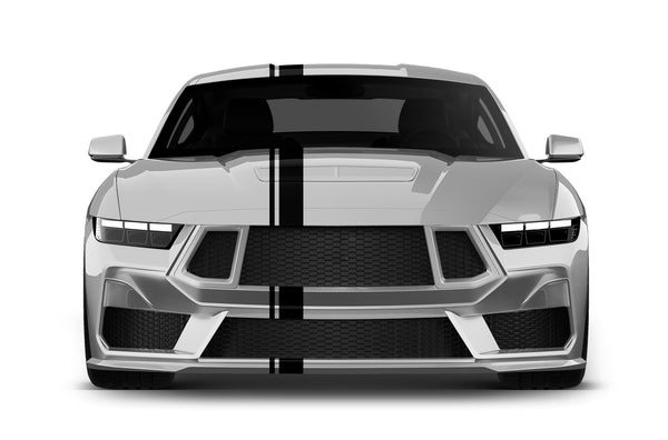 Offset rally racing stripes decals graphics compatible with Ford Mustang 2018 - 2023