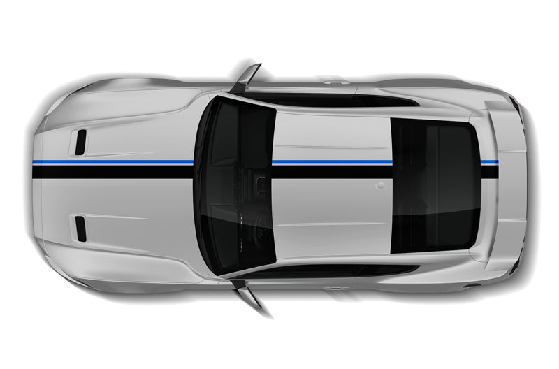 Offset stripe line graphics decals for Ford Mustang 2018-2023