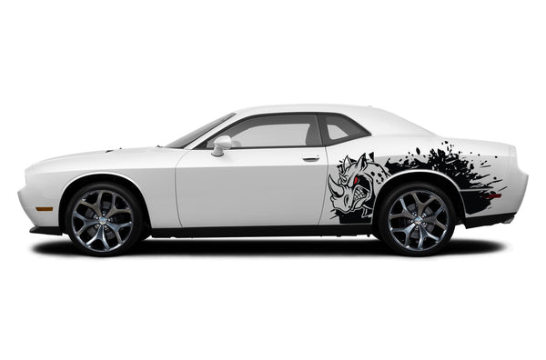 Rhino hit side graphics stickers decals for Dodge Challenger