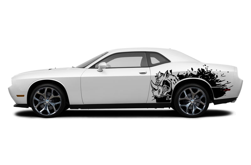 Rhino hit side graphics, decals compatible with Dodge Challenger