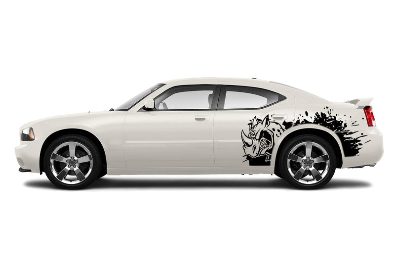 Rhino hit side graphics, decals compatible with Dodge Charger 2006-2010