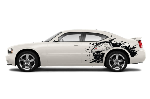 Shark jaws side graphics stickers decals for Dodge Charger 2006-2010