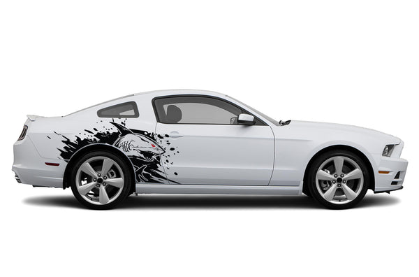 Shark jaws side graphics stickers decals for Ford Mustang 2010-2014