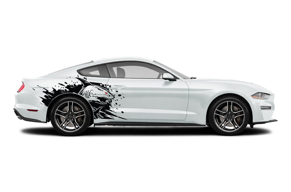 Shark jaws side graphics stickers decals for Ford Mustang