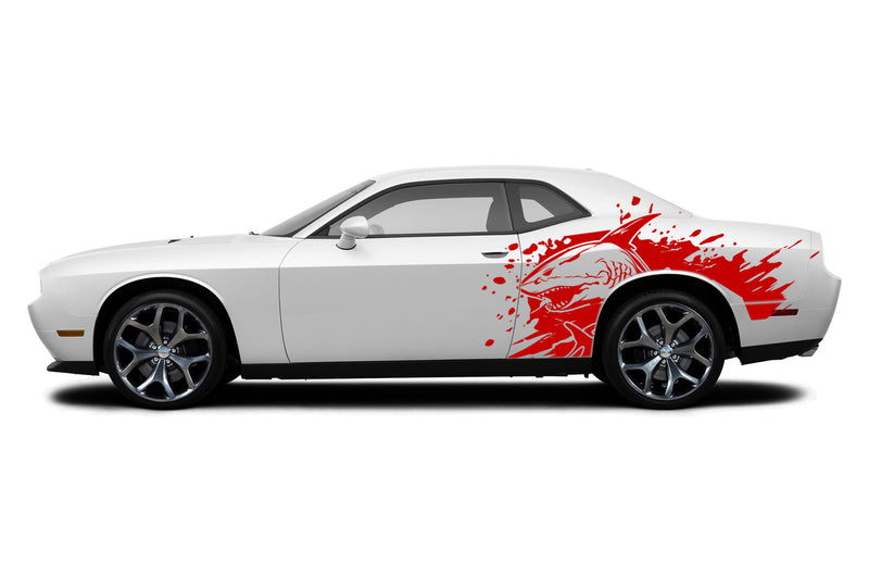 Shark jaws side graphics stickers decals for Dodge Challenger