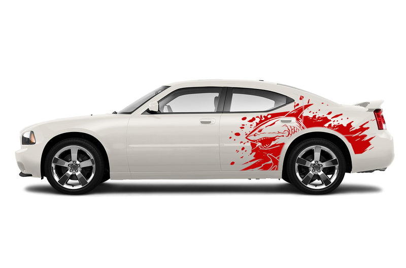 Shark jaws side graphics stickers decals for Dodge Charger 2006-2010