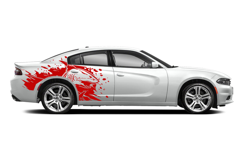 Shark jaws side graphics stickers decals for Dodge Charger