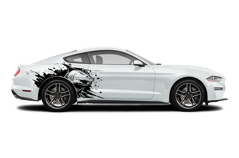 Shark jaws side graphics, stickers decals compatible with Ford Mustang