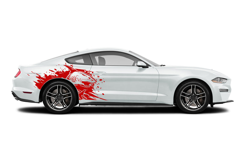 Shark jaws side graphics stickers decals for Ford Mustang