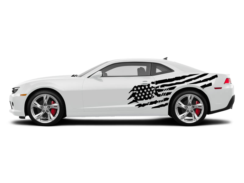 Tattered American flag graphics decals for Chevrolet Camaro 2010-2015