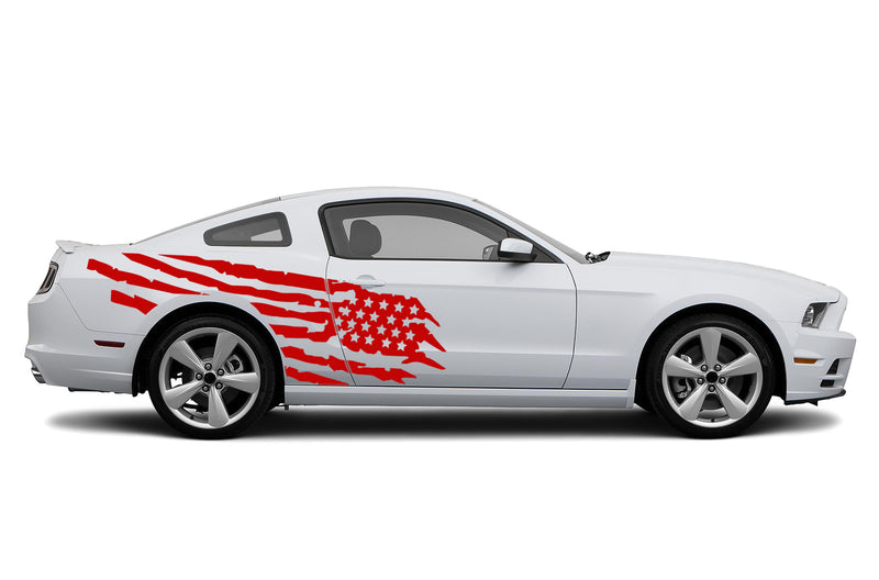 Tattered American flag side graphics decals for Ford Mustang 2010-2014