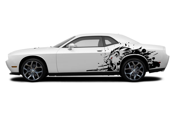 Wild lion side graphics stickers decals for Dodge Challenger