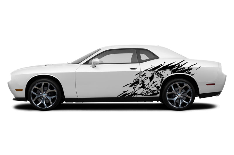 Wild bear side graphics, decals compatible with Dodge Challenger