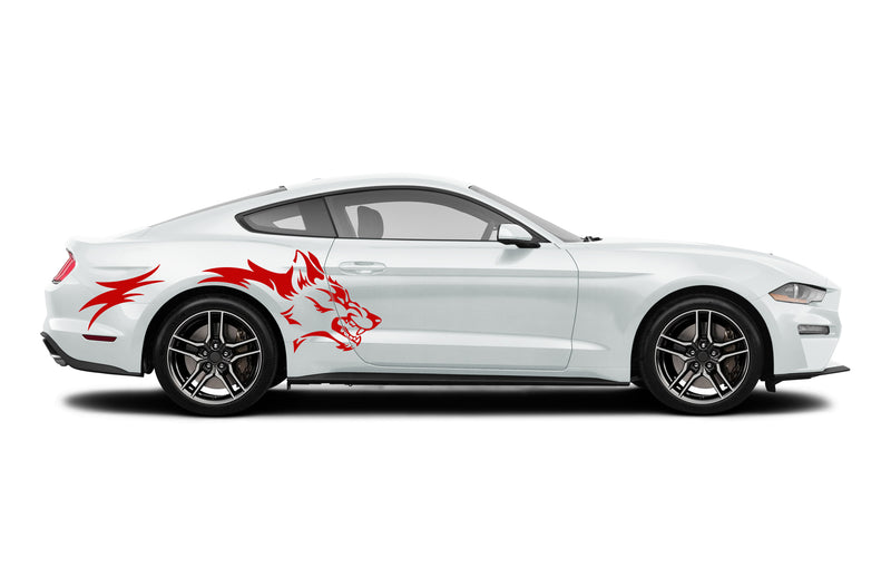 Wildside Graphics Wild wolf side graphics stickers decals for Ford Mustang 2015-2023