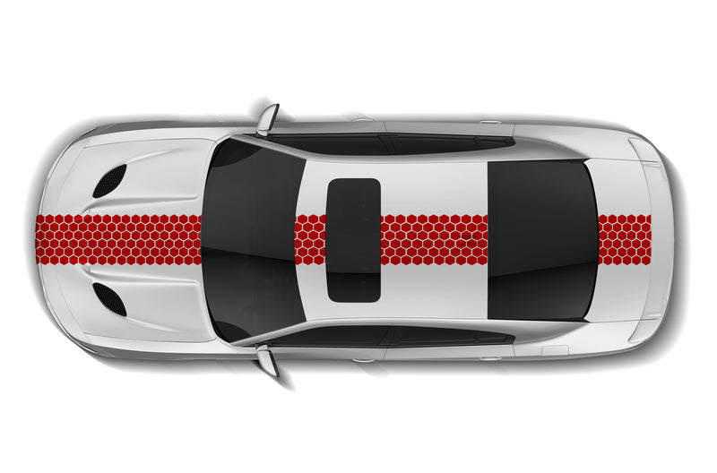 Center honeycomb stripes graphics decals for Dodge Charger Hellcat